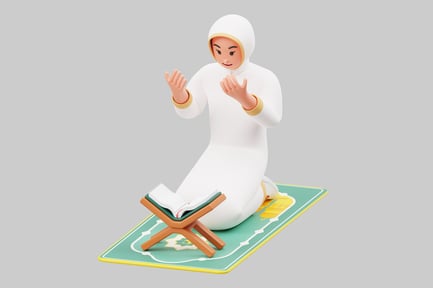 Preview: Muslim woman praying with prayer rug