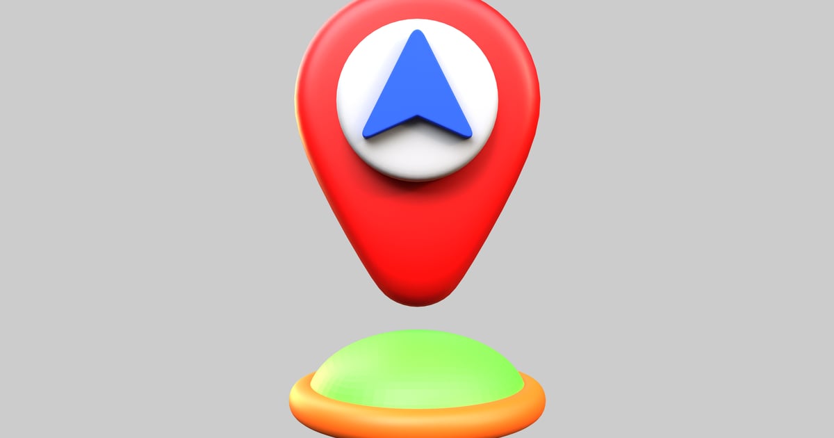 Geolocation pin navigation indicator device 3D, Incl. location & cafe ...