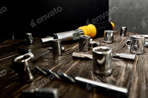 Preview: Repair tools on black background