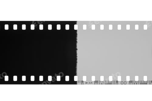 Preview: Film strip showing a contrasting transition from black to white with perforations isolated.