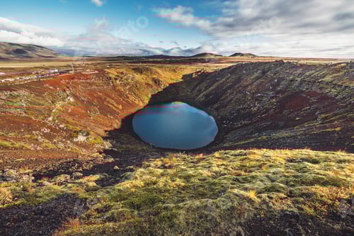 Preview: Top view of the Kerid crater with blue lake