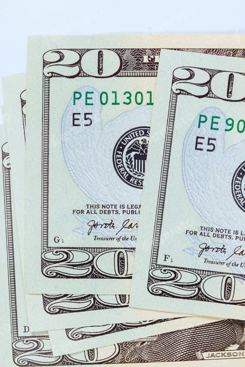 Preview: Showcases front side a twenty-dollar bill, featuring United States of America Banknotes with its