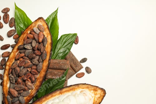 Preview: Concept of fresh and aromatic food - cacao beans