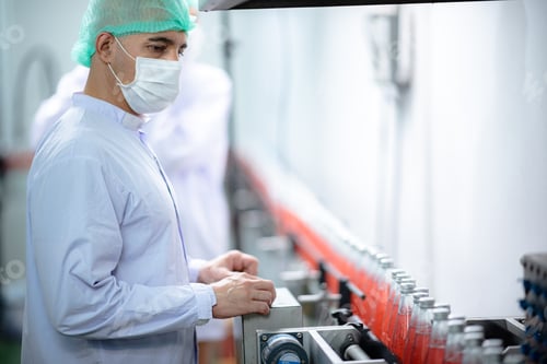 Preview: food technician control checking production line of water drink in manufacturing factory
