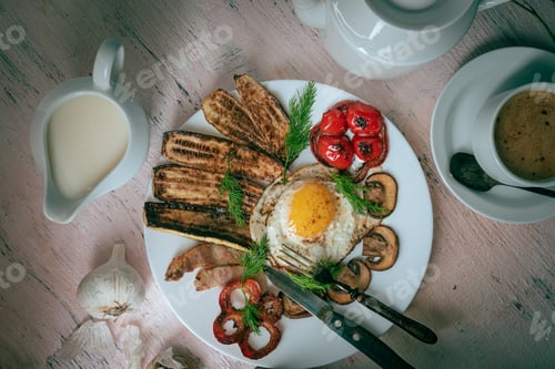 Preview: Still Life- Homemade Food. Cooked Scrambled Eggs