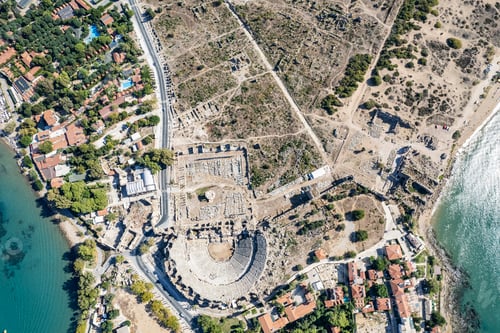 Preview: Aerial view of ancient Side town, Antalya Province, Turkey
