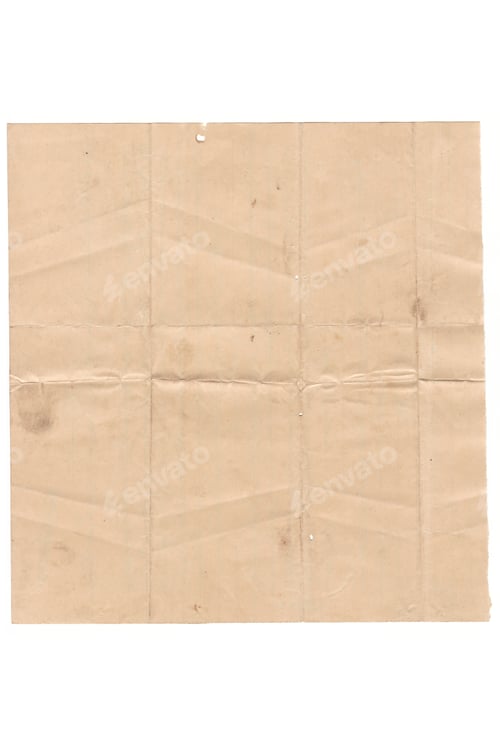 Preview: Folded old paper texture on white background