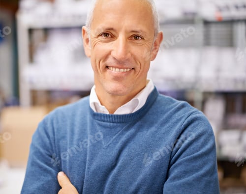 Preview: I run my company with a smile. Closeup portrait of a smiling businessman in an office.