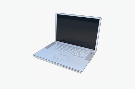 Preview: Open silver laptop with black screen