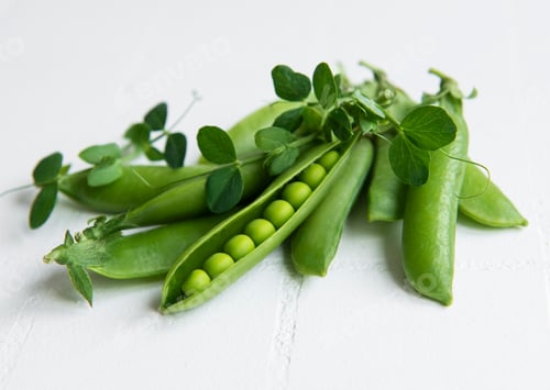 Preview: Fresh green peas pods and green peas
