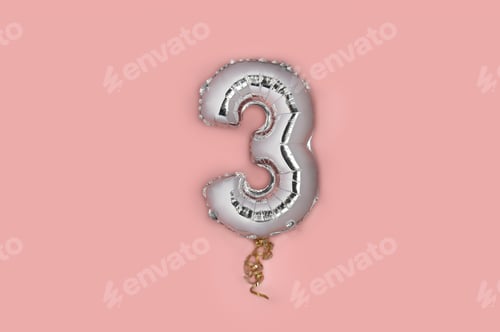 Preview: Silver Number Balloons 3