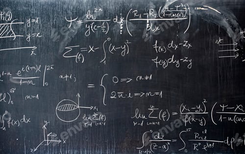 Preview: Beautiful mathematical seamless pattern with algebra equations, figures and plots.