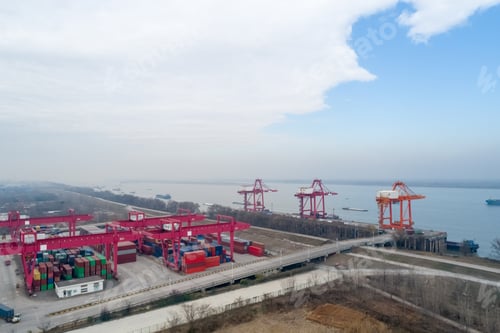 Preview: inland container terminal closeup