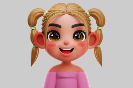 Preview: Cute Korean Chibi Girl Smiling Portrait