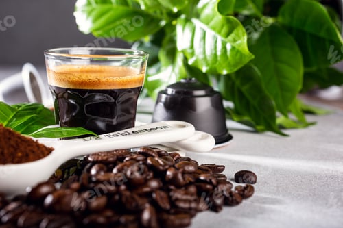Preview: Coffee in glass cup