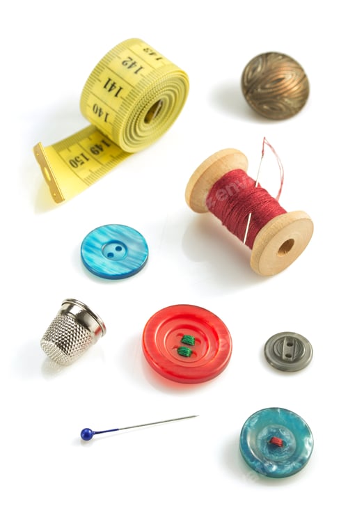Preview: sewing tools and accessories on white