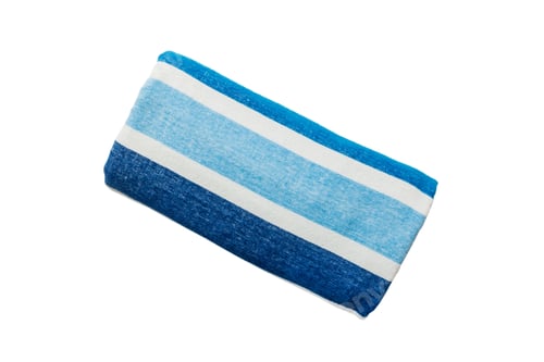 Preview: Summer beach blue stripes towel isolated top view .Folded nautical print cloth