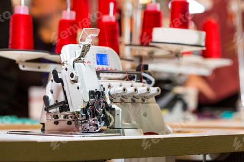 Preview: Overlock machine on sewing factory, nobody