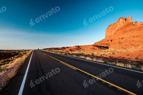 Preview: Empty scenic highway in Monument Valley