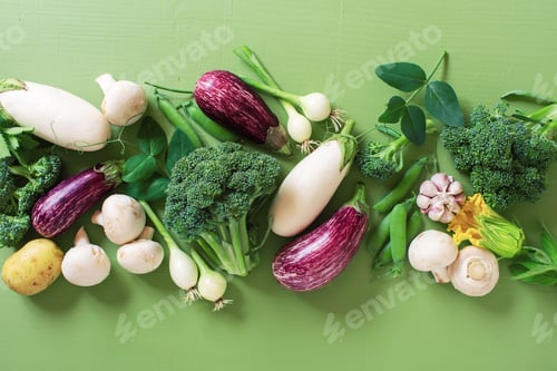 Preview: Fresh Raw Vegetables on the Green Table