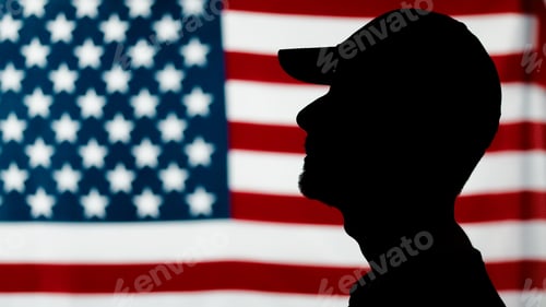 Preview: silhouette of soldier saluting close up