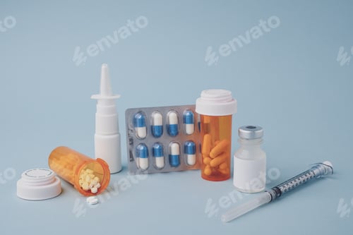 Preview: The prescription medication and healthcare background with copy space.