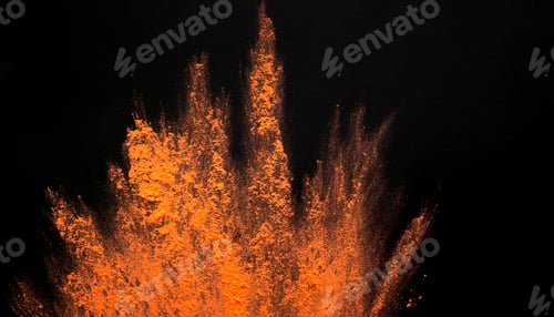 Preview: Abstract colored dust explosion of orange holi on black