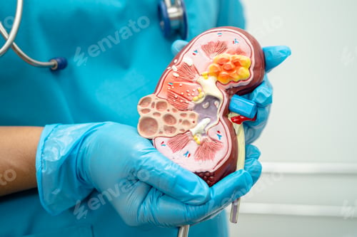Preview: Kidney disease, Chronic kidney disease ckd, Doctor hold model to study and treat in hospital.