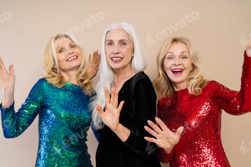 Preview: Happy senior women having party