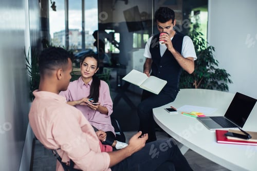 Preview: concept of together cooperation in modern coworking space