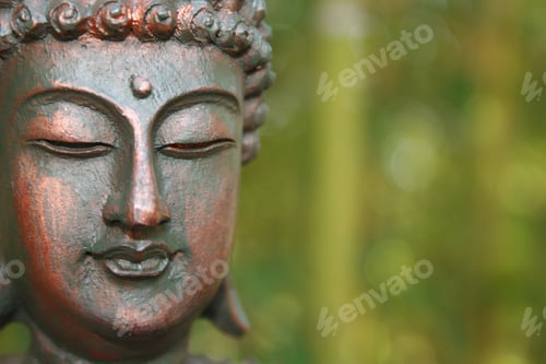 Preview: Buddha Statue in Outdoor Garden With Blurred Background