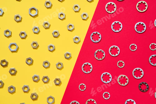 Preview: Colorful geometric hardware flat lay pattern
