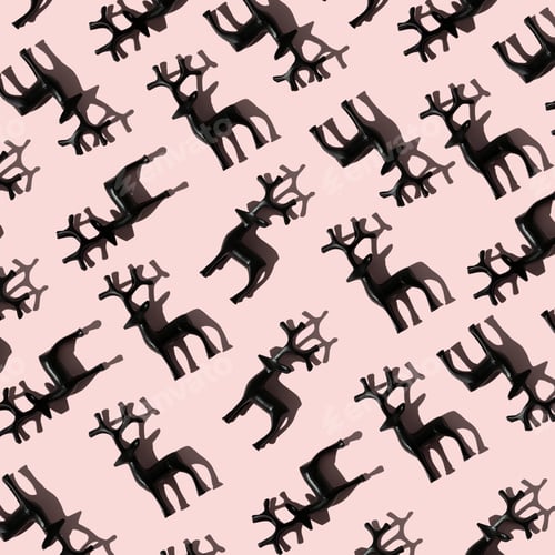 Preview: Pattern of black deers on pink background