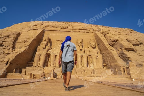 Preview: A European tourist visiting the Abu Simbel Temple in southern Egypt