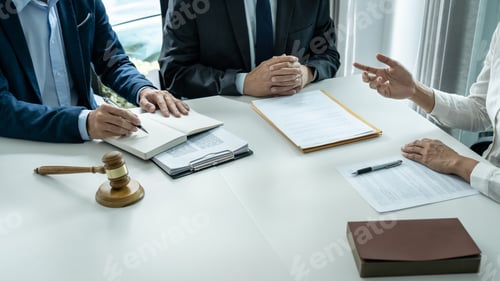 Preview: Businesspeople and Male lawyer consult and conference having team meeting with the client