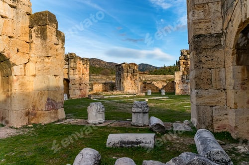 Preview: Ruins of the ancient Martyrion of Saint Philip detail in Hierapolis Turkey