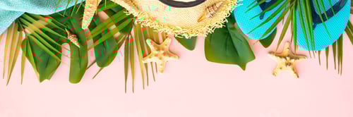 Preview: Summer vacation on pink with palm leaves and clothes.