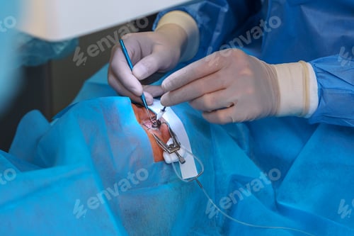 Preview: Surgeon Conducting Delicate Eye Surgery with Precision Tools
