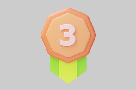 Aperçu: Badge hexagonal avec ruban et chiffre