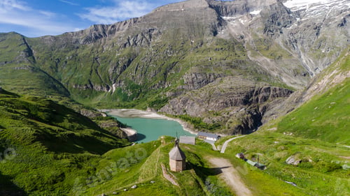 Preview: Sacred Heart Chapel near Pasterzenhaus ,Austria aerial drone view