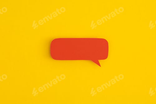 Preview: Paper speech bubbles on a yellow background.
