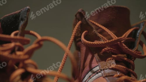 Preview: Red gym shoes. Red retro sneakers. Pair of sneakers for everyday life