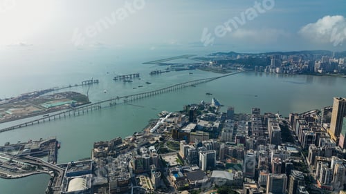 Preview: Aerial View of Macao City and Bridge