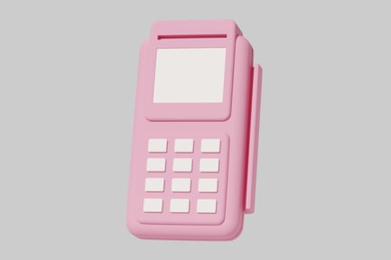 Preview: Pink handheld device with rectangular screen and keypad