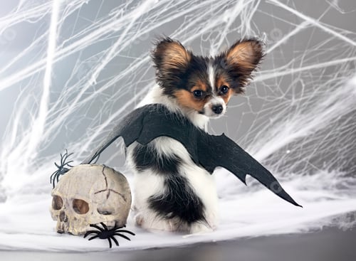 Preview: puppy papillon dog in studio