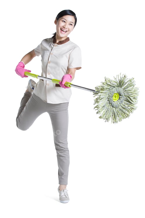 Preview: Cleaner holding a mop