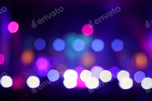 Preview: blurred abstract blue bokeh background. Festive spotted glitter background. Blurry music performance