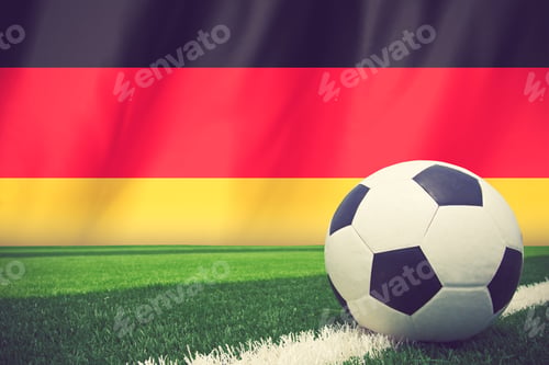 Preview: Soccer Ball On Germany Flag Vintage Color