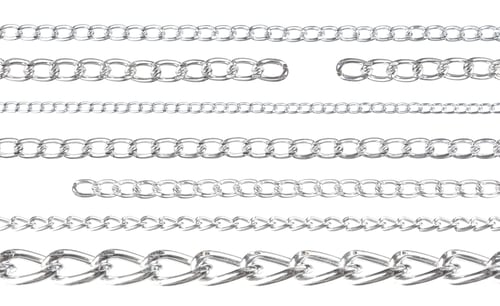 Preview: Collection of Silver metal chains isolated on white background