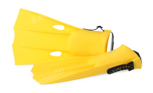 Preview: Pair of yellow flippers on white background
